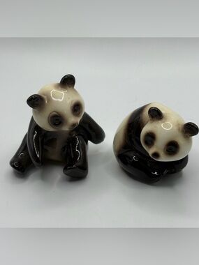 Lot Two VTG Goebel Porcelain Panda Bear Figurines West Germany 2 in - 3 in